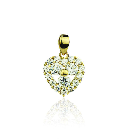 14k Yellow  Gold Cz Heart Pendant