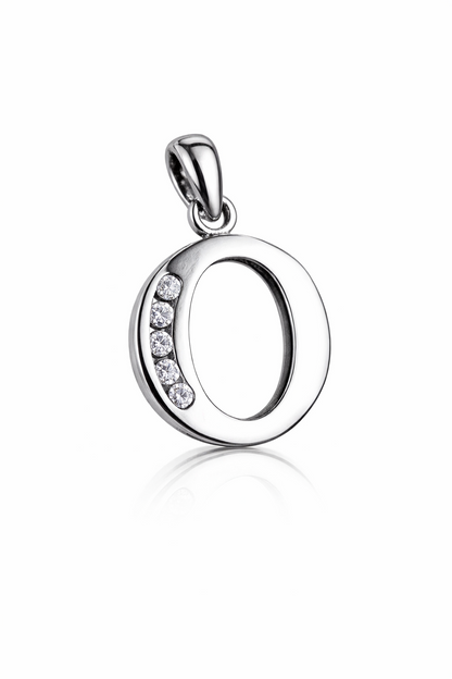 925 Sterling Silver Initial Letter CZ Pendant