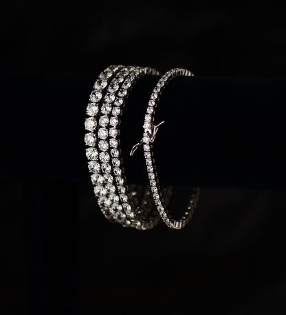 Sterling Silver CZ Tennis Bracelet AAA Round Brilliant Cubic Zirconia Gems