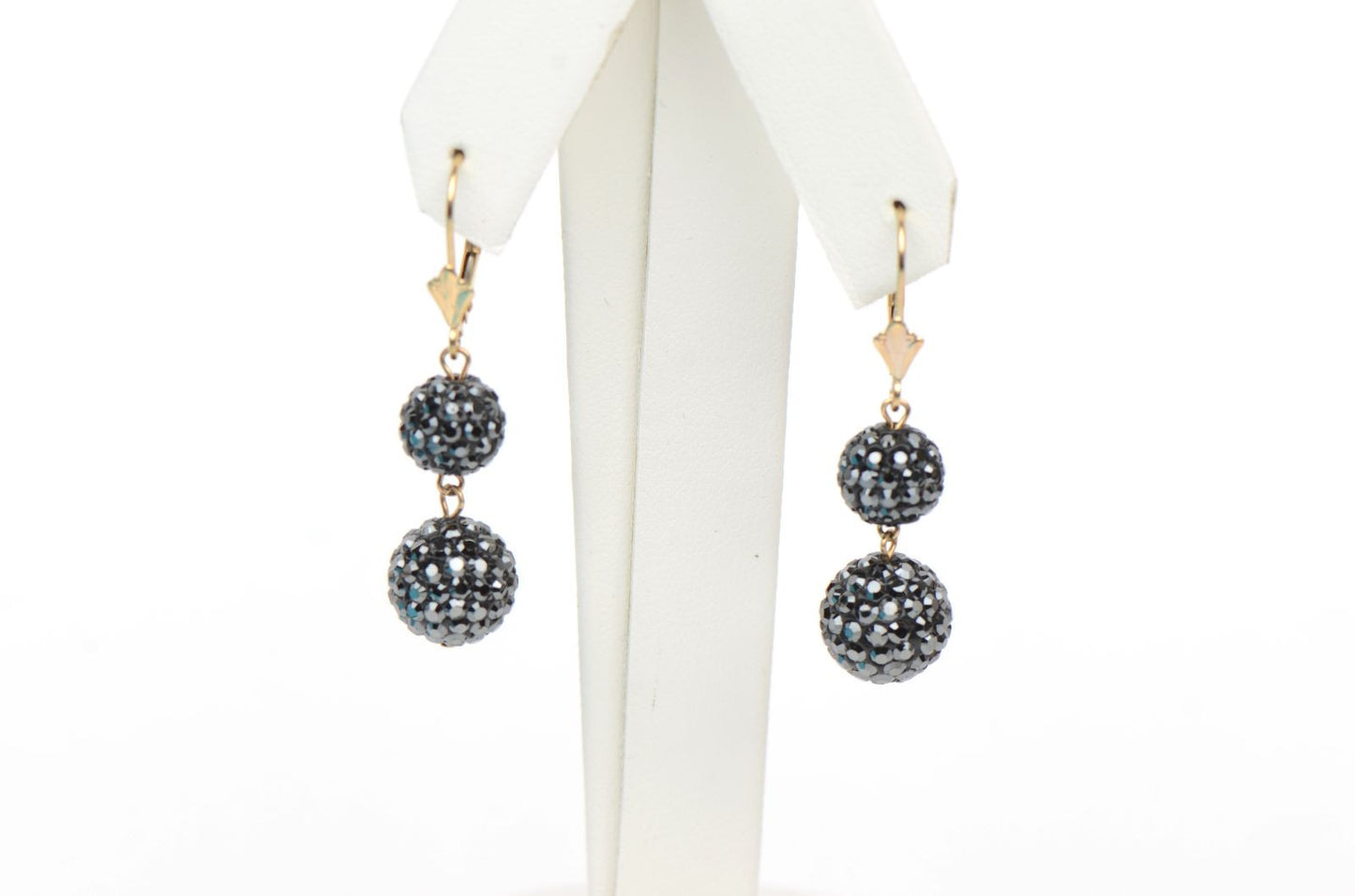 14k yellow gold leverback dangle earrings genuine czech crystals