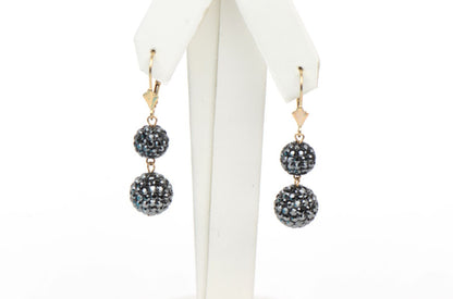 14k yellow gold leverback dangle earrings genuine czech crystals