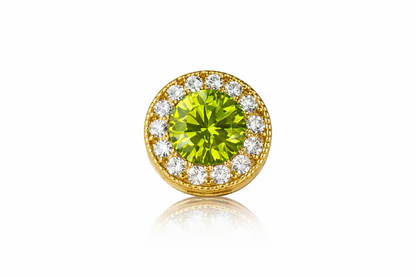 14k Yellow Gold Halo Round Pendant