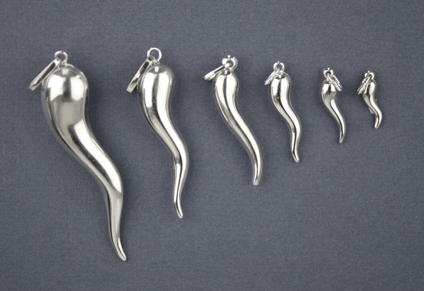 925 Sterling Silver Italian Cornicello Horn Pendant Good Luck