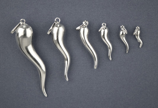 925 Sterling Silver Italian Cornicello Horn Pendant Good Luck