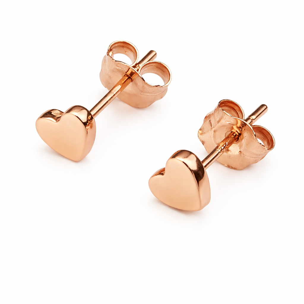 14K Yellow / White / Rose Gold Heart Stud Earrings