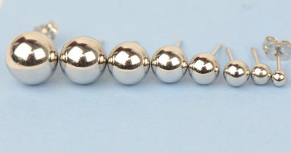 925-Sterling-Silver-Round Ball Stud Earrings High Polished