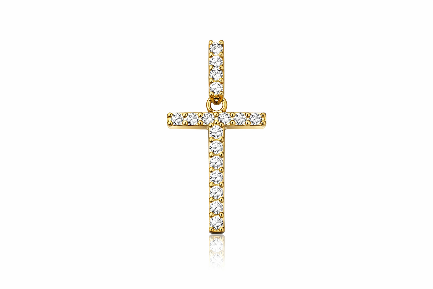 14k Yellow Gold Initial Letter CZ Pendant: Medium