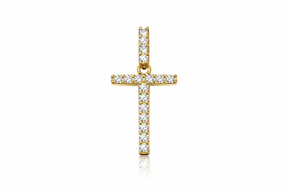 14k Yellow Gold Initial Letter CZ Pendant: Medium