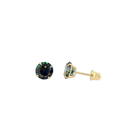 14K Gold GRA Certified D-VVS1 Rainbow Blue Moissanite Screw Back Studs Earrings