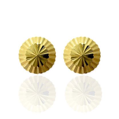 14k Yellow Gold Half Ball Diamond Cut Push Back Earrings.
