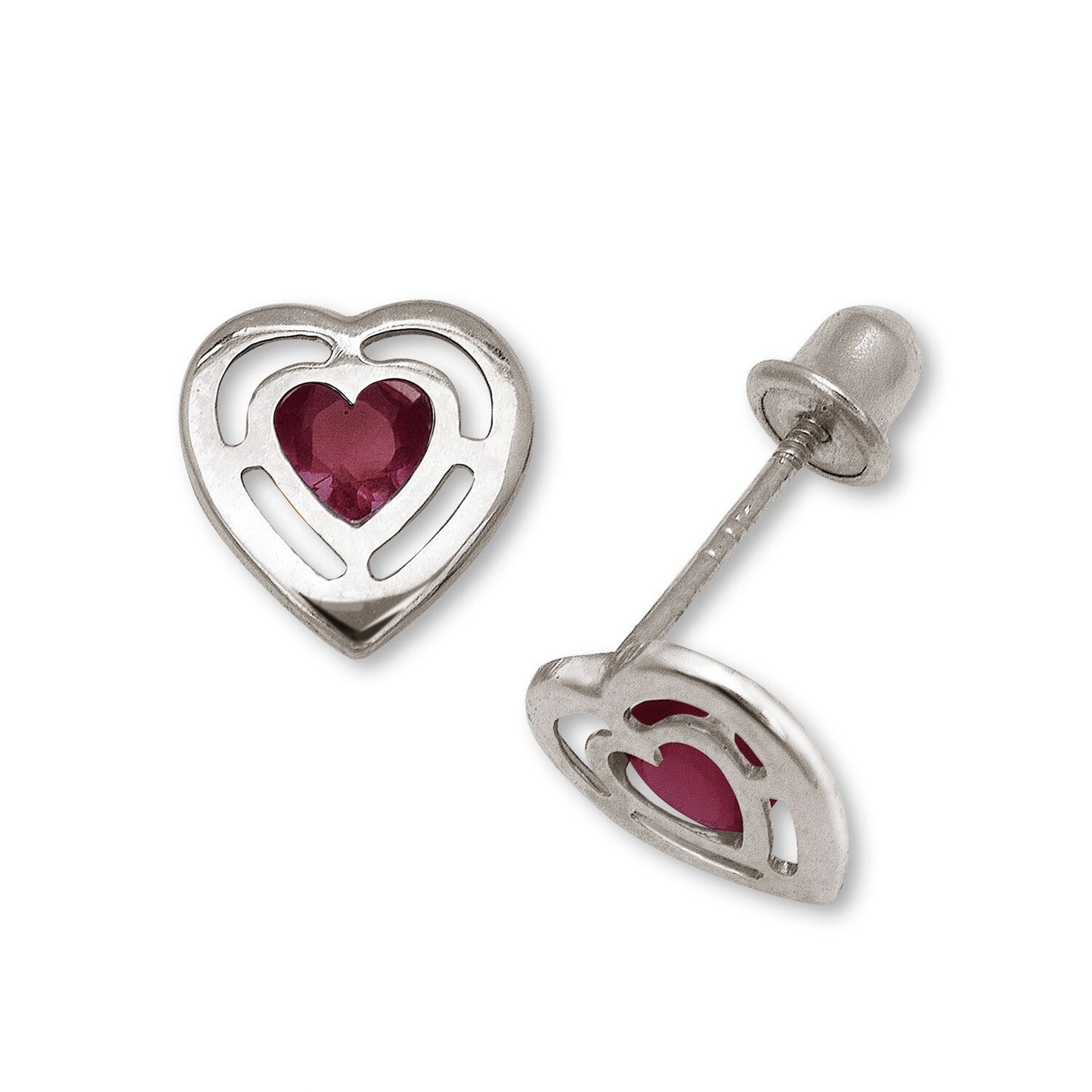 14k Yellow & White Gold CZ Open Heart Stud Earrings for Women