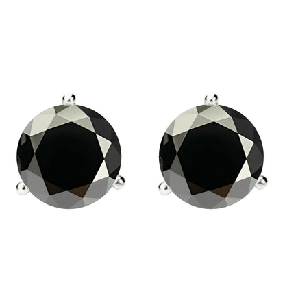 14K Gold GRA CertifiedD-VVS1 Black Moissanite Martini ScrewBack Stud Earrings