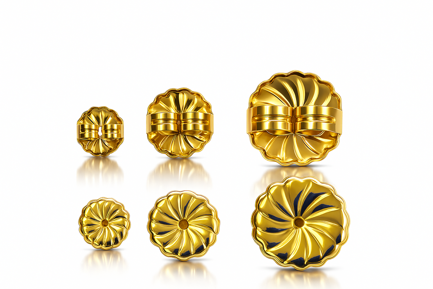 14K White & Yellow Solid Gold Earring Back Butterfly 1 Pair