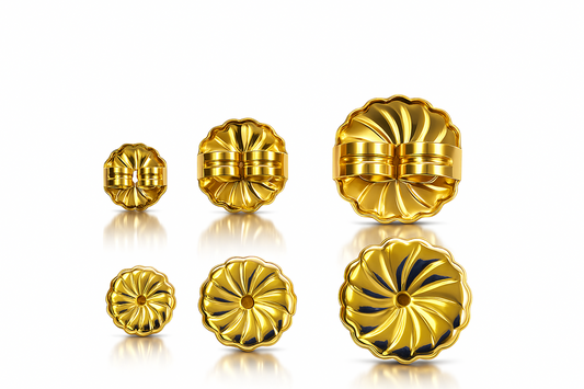 14K White & Yellow Solid Gold Earring Back Butterfly 1 Pair