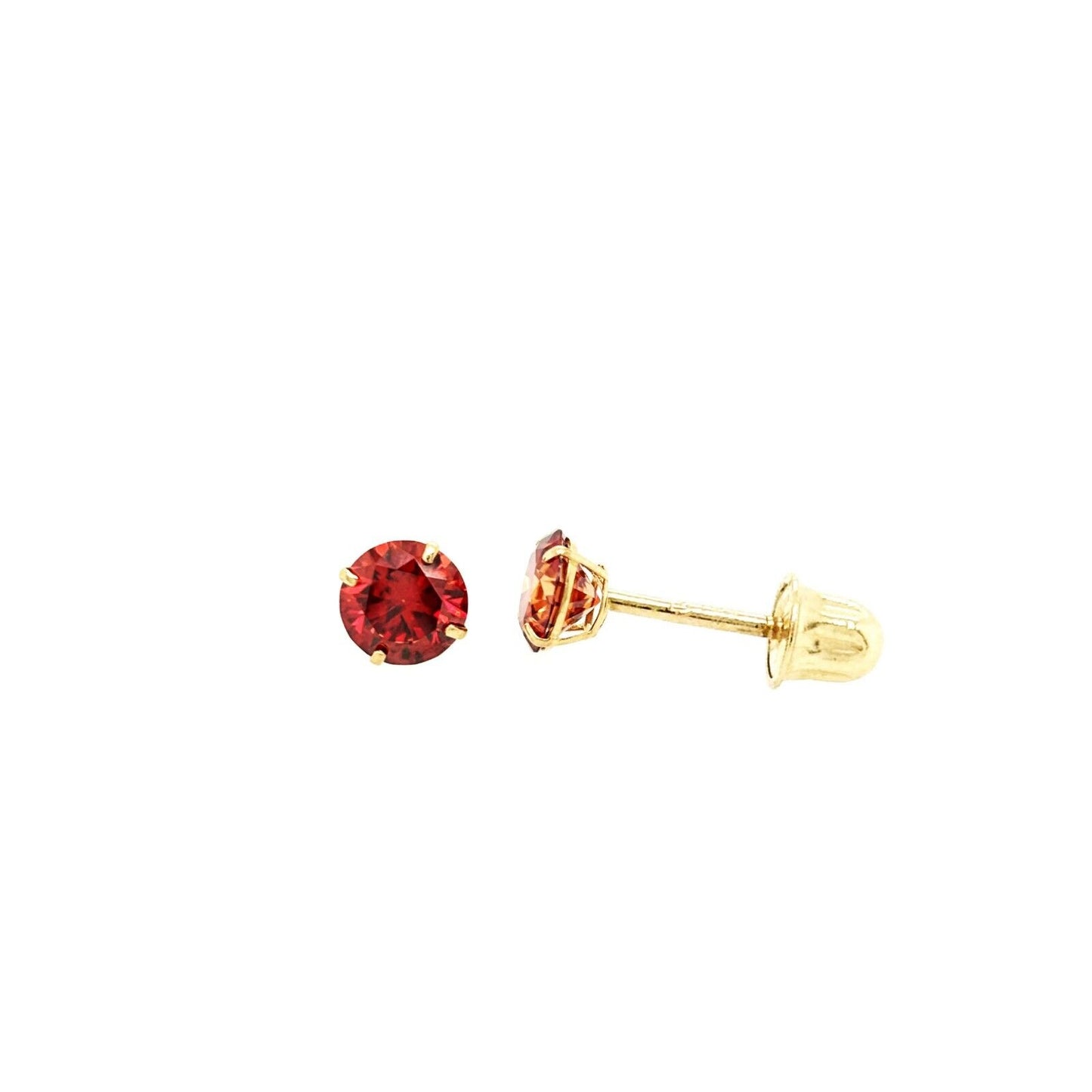 14K Gold GRA Certified D-VVS1 Round Garnet Moissanite Screw Back Studs Earrings