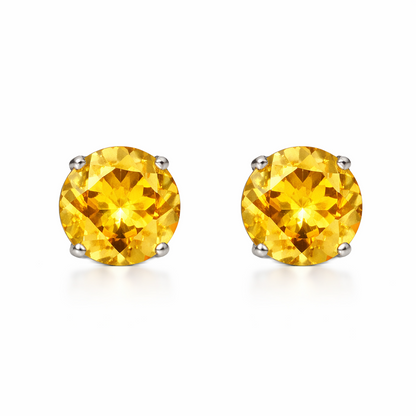 14K Solid White Gold 5mm Round Birthstone Stud Earrings with screw back