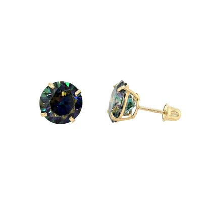 14K Gold GRA Certified D-VVS1 Rainbow Blue Moissanite Screw Back Studs Earrings