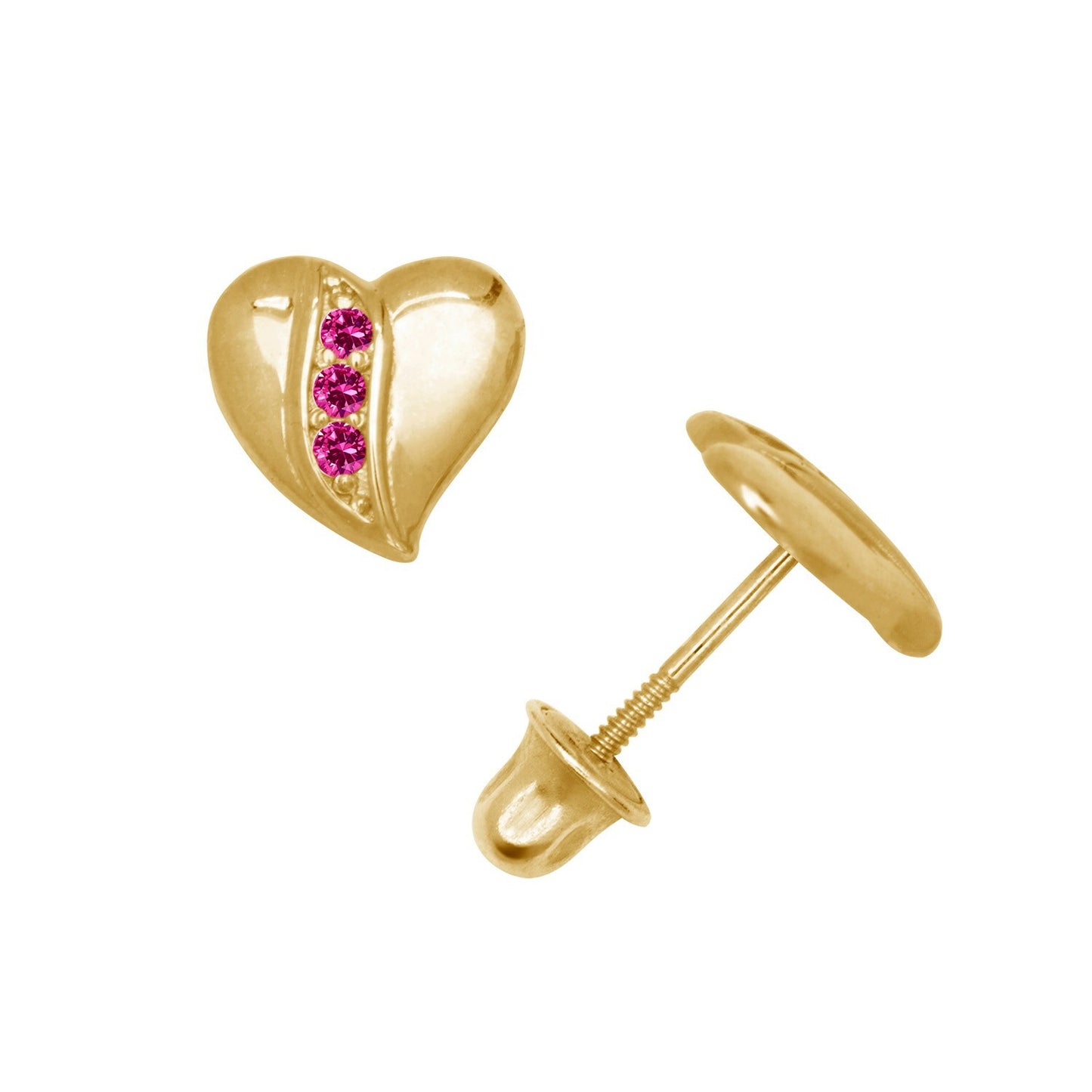 14K Yellow & White Gold Pretty Heart Shaped CZ Stud Earrings for Women