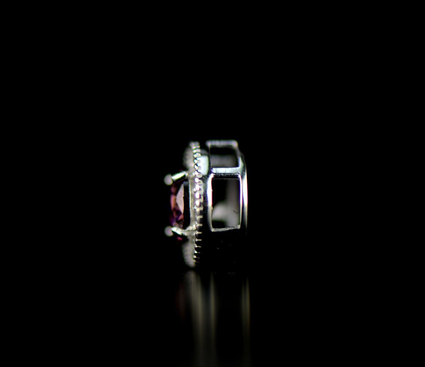 14k White Gold Halo Round Pendant