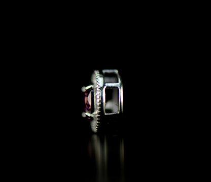 14k White Gold Halo Round Pendant