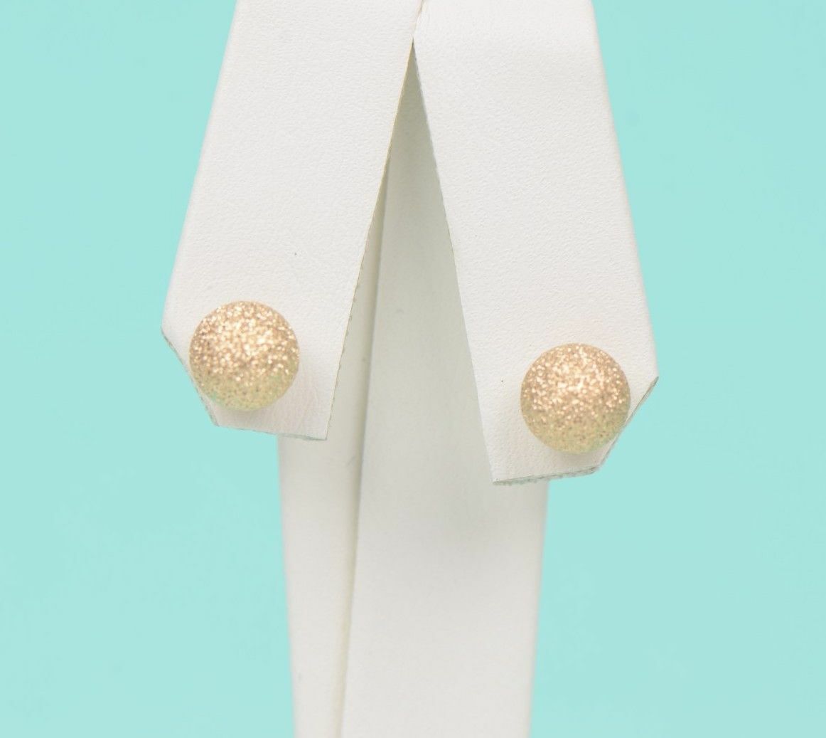 14k Yellow Solid Gold Laser Cut Ball Stud Earrings