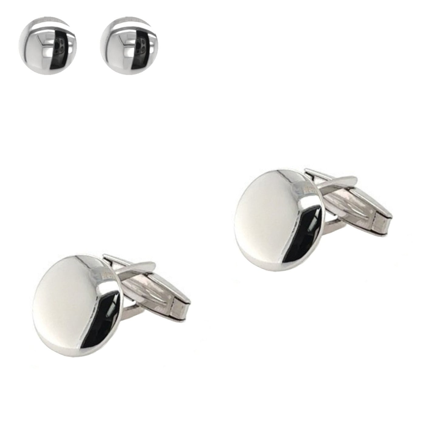 925 Sterling Silver Italy Round Cufflinks