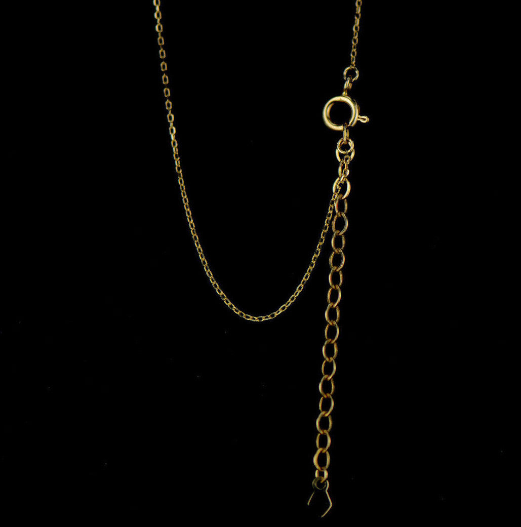 14K Yellow Gold CZ Heart Necklace Cable Chain