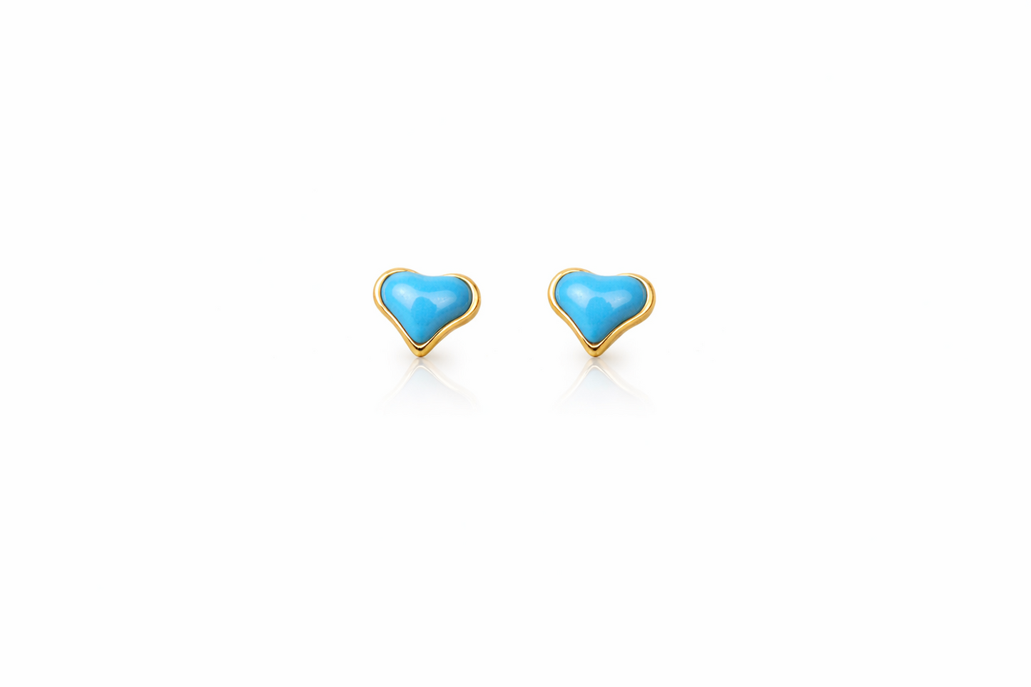 14K Yellow Gold Enamel Heart Baby Stud Earring, Screw back