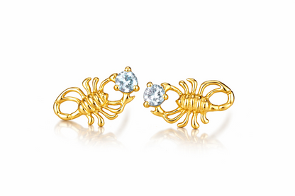 14k Yellow Gold Birthstone Scorpion Earring