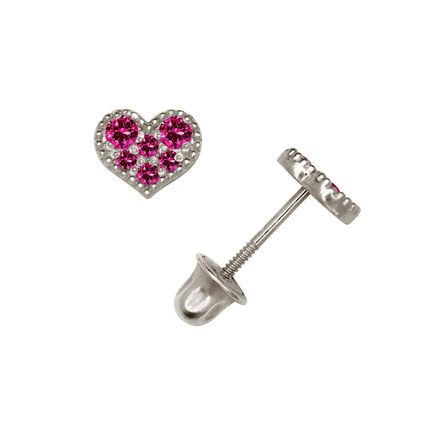 14K Yellow & White Gold Pretty CZ Heart Shaped Stud Earrings for Women