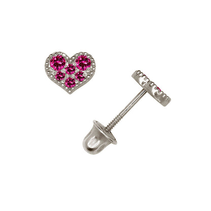 14K Yellow & White Gold Pretty CZ Heart Shaped Stud Earrings for Women