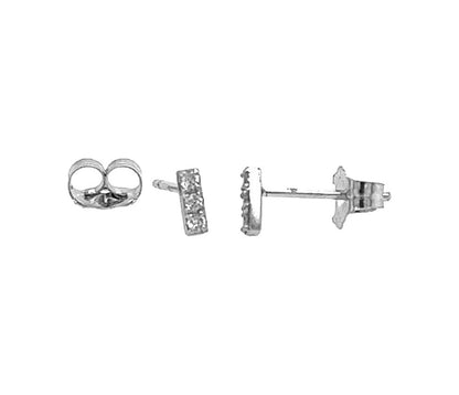 Prong Set DIAMOND Bar Earrings 14K Yellow Gold and White Gold