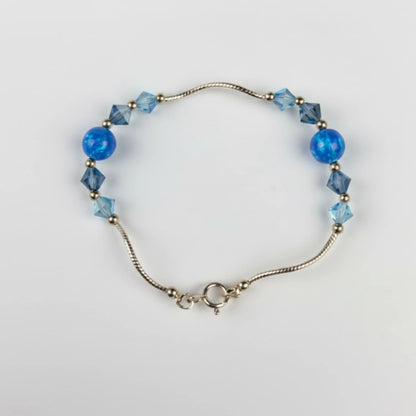 14k Yellow Gold Baby Bracelet made with Opal and Crystals from Swarovski