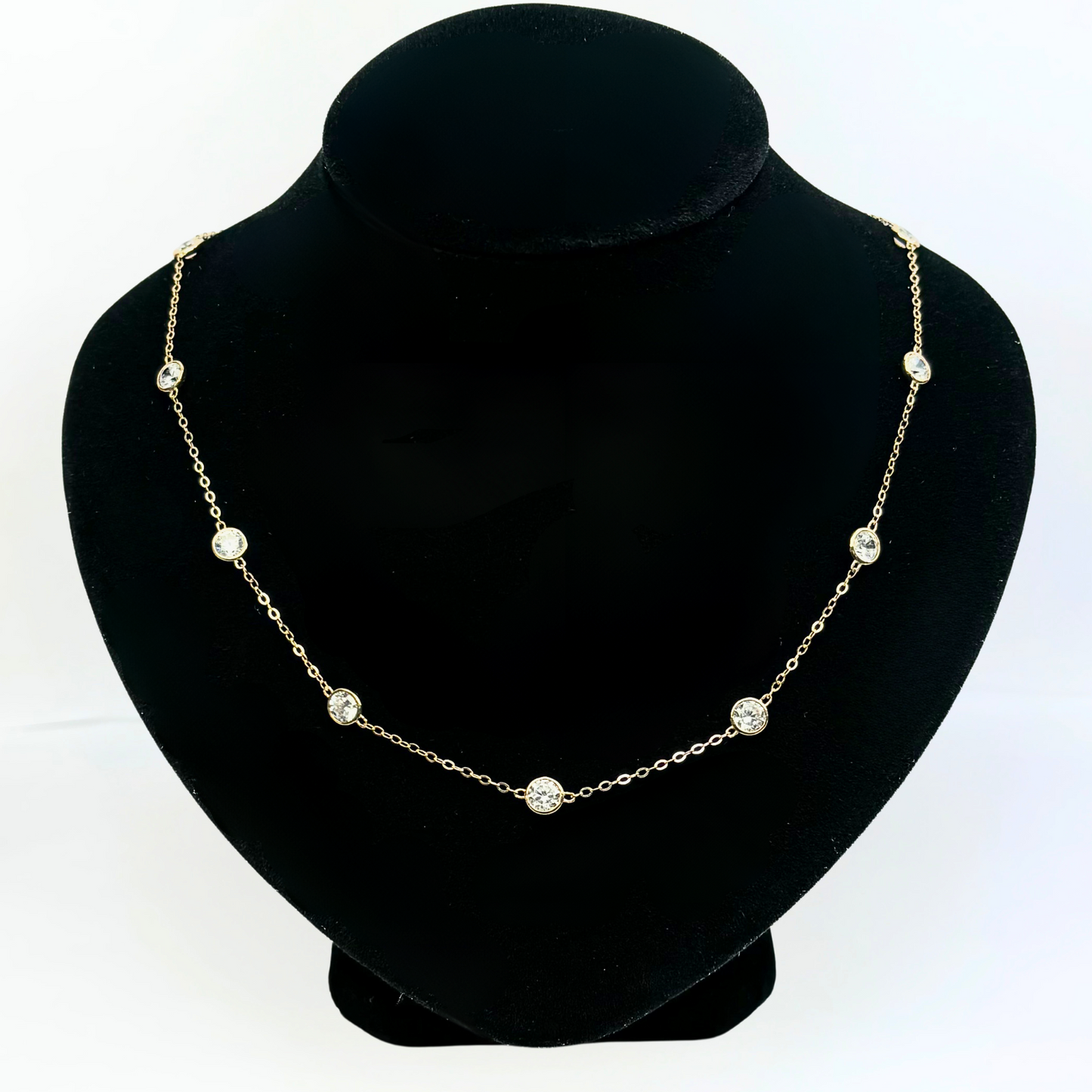 14k  Gold Cubic Zirconia CZ by the yard 16'' up to 42" Necklace