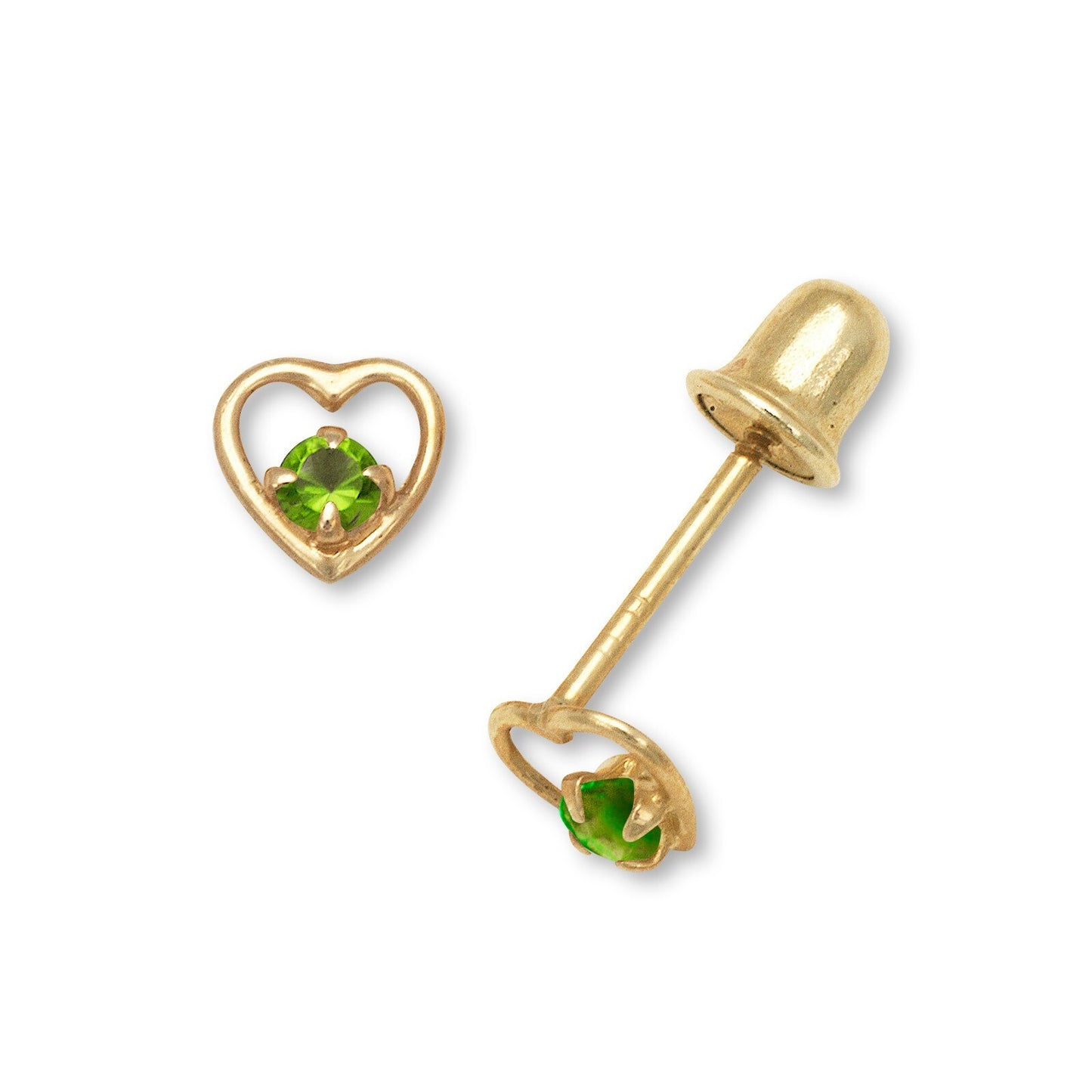 14K Yellow Gold  Birthstone Heart Shape Stud Earrings for Girl