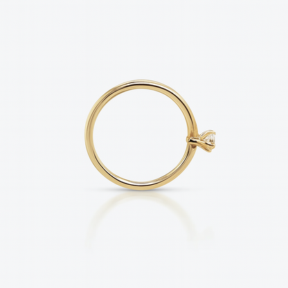 14K Solid Yellow Gold Nose Ring Hoop with 1.5mm CZ Stone