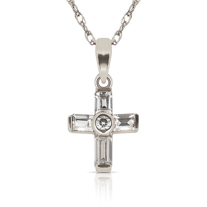 14K Yellow & White Gold Cross Pendant for Women
