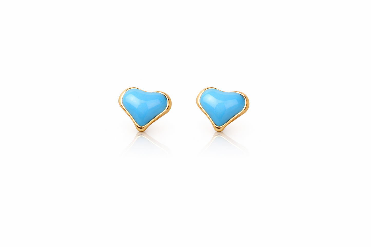 14K Yellow Gold Enamel Heart Baby Stud Earring, Screw back