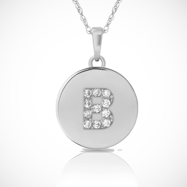 14k Yellow / White & Rose Gold Letter Initial CZ Pendant For Women
