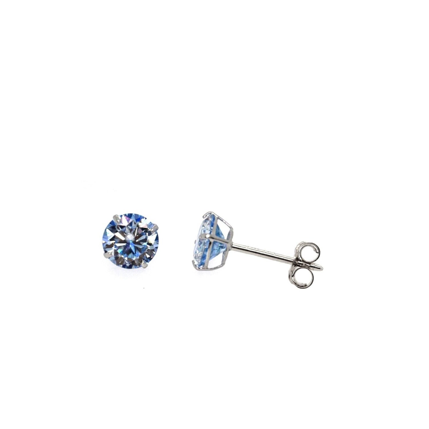 14K Gold GRA Certified D-VVS1 Ocean Blue Moissanite Push Back Studs Earrings