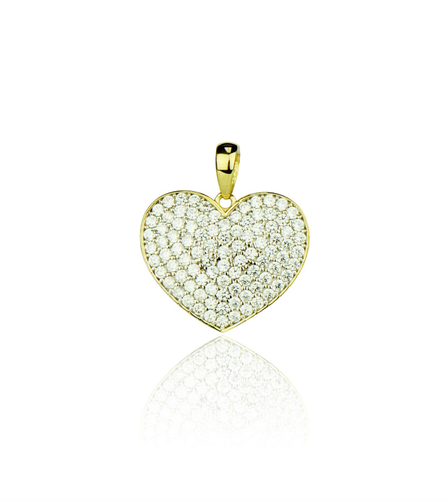 14k Yellow  Gold Cz Heart Pendant