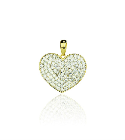 14k Yellow  Gold Cz Heart Pendant