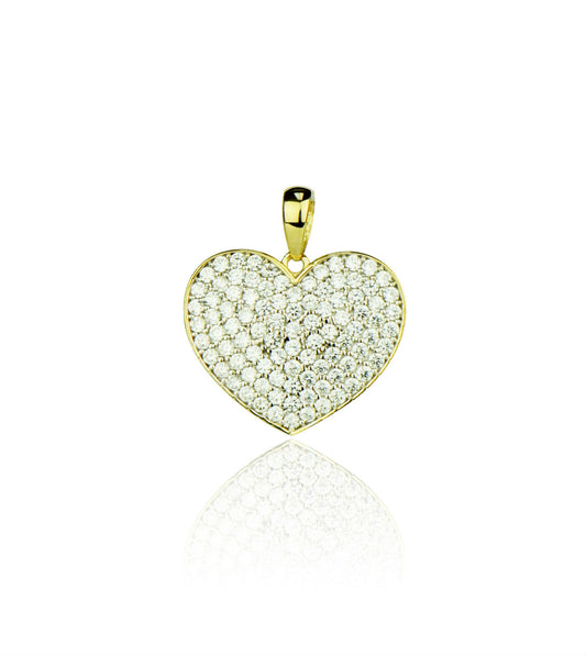 14k Yellow  Gold Cz Heart Pendant