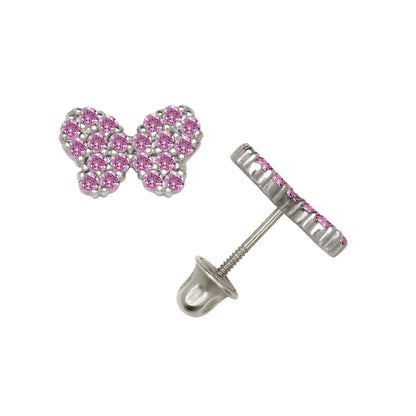 14k Yellow or White Gold Butterfly CZ Stud Earrings