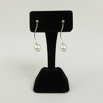 14K Yellow Gold Elegant Freshwater Pearl Earrings for Women