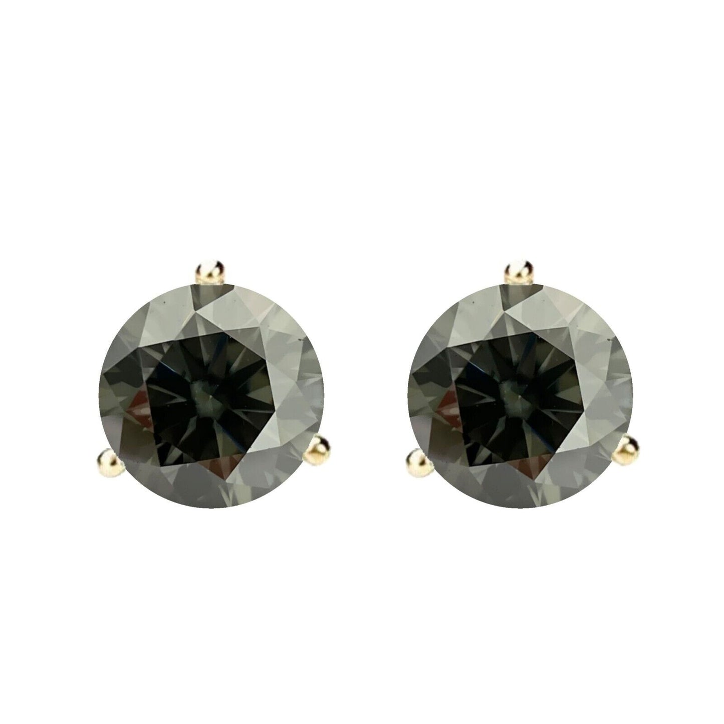 14K Gold GRA CertifiedD-VVS1 Grey Moissanite ScrewBack Stud Earrings