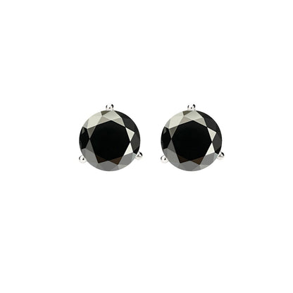 14K Gold GRA CertifiedD-VVS1 Black Moissanite Martini PushBack Stud Earrings