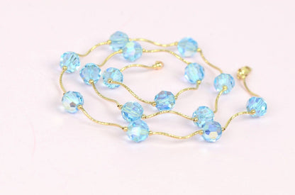 14kYellow Gold swarovski crystals Beads 3pcsWomen Set:Necklace,Bracelet,Earrings