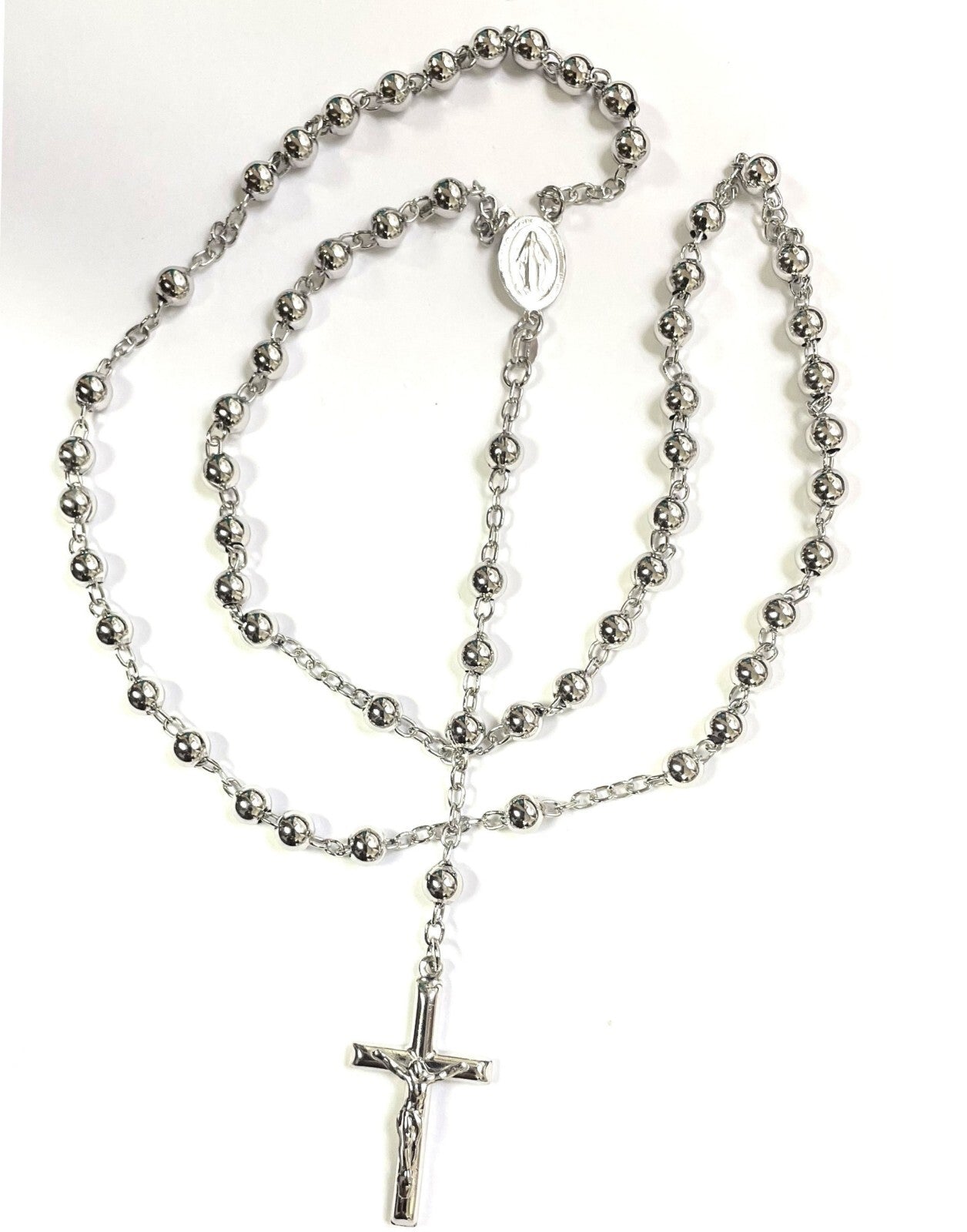 925 STERLING SILVER ITALIAN ROSARY 6mm 28"