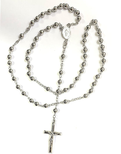 925 STERLING SILVER ITALIAN ROSARY 6mm 28"